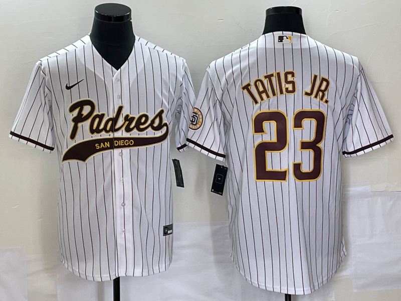 Men's San Diego Padres #23 Fernando Tatis Jr. White Cool Base Stitched Baseball Jersey Men's San Diego Padres #23 Fernando Tatis Jr. White Cool Base Stitched Baseball Jersey